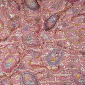 Pink Cutdana Premium Embroidery Tissue Fabric GTS-30044 - TradeUNO
