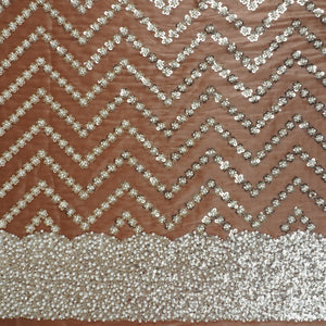 Rust sequence cutdana embroidery Organza Fabric LI-29197 - TradeUNO