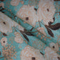 Teal Green Floral Print Organza Fabric MT-30672