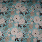 Teal Green Floral Print Organza Fabric MT-30672
