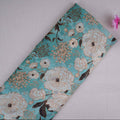 Teal Green Floral Print Organza Fabric MT-30672