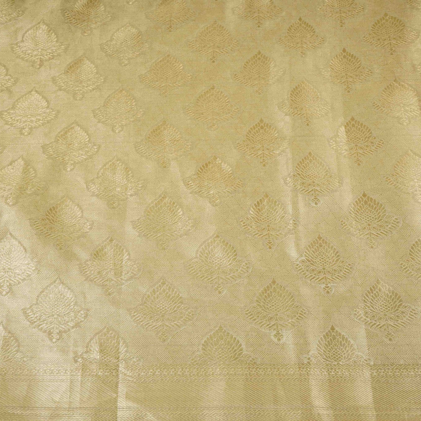 Light Gold Floral Buta Tissue Fabric CW-32598