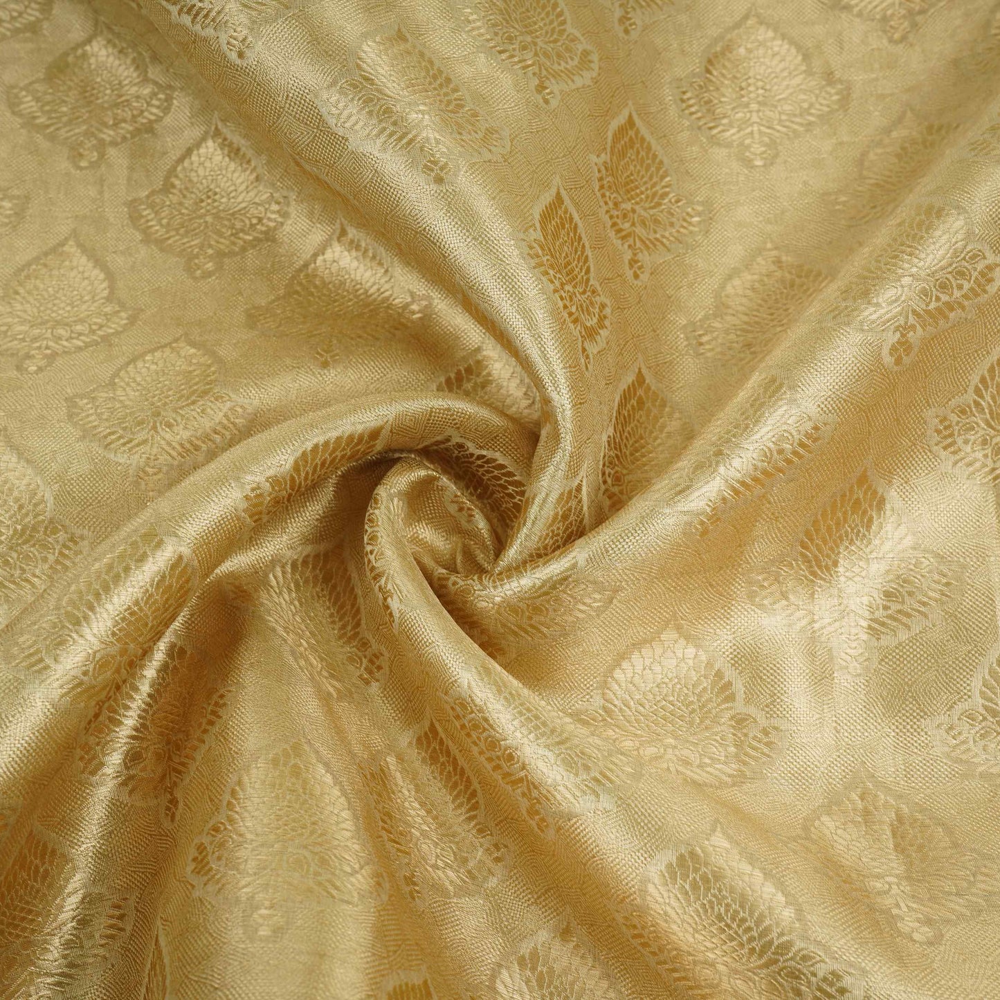Light Gold Floral Buta Tissue Fabric CW-32598