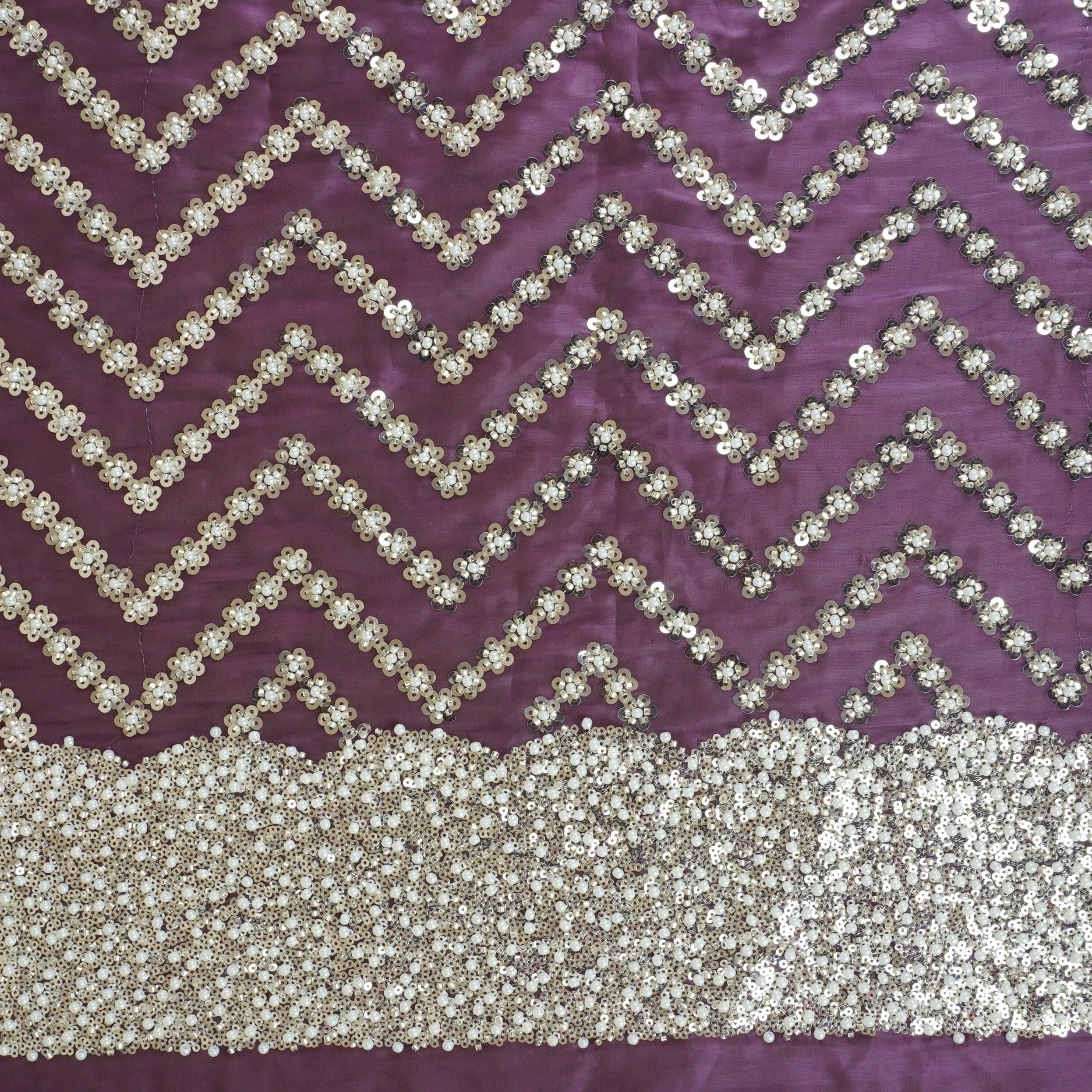 Purple sequence cutdana embroidery Organza Fabric LI-29199 - TradeUNO