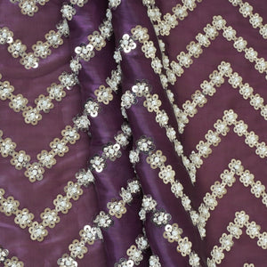 Purple sequence cutdana embroidery Organza Fabric LI-29199 - TradeUNO