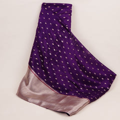 Purple Buti With Zari Border Raw Silk Fabric CW-32535