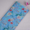 Sky Blue Floral Print Organza Fabric MT-30673