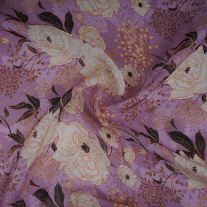 Lilac Floral Print Organza Fabric MT-30674 - TradeUNO