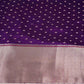 Purple Buti With Zari Border Raw Silk Fabric CW-32535