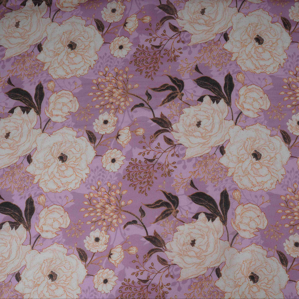 Lilac Floral Print Organza Fabric MT-30674 - TradeUNO