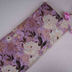 Lilac Floral Print Organza Fabric MT-30674 - TradeUNO