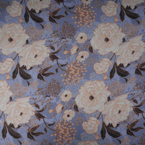 Dusty Blue Floral Print Organza Fabric MT-30675 - TradeUNO