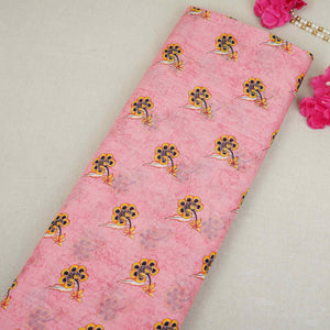 Pink Floral Print Mul Chanderi Fabric VF-30609 - TradeUNO