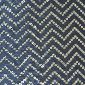 Navy Blue sequence cutdana embroidery Organza Fabric LI-29196 - TradeUNO