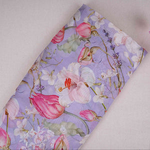 Lavender Floral Print Organza Fabric MT-30679 - TradeUNO
