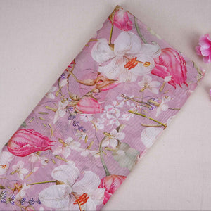 Pink Floral Print Organza Fabric MT-30681 - TradeUNO