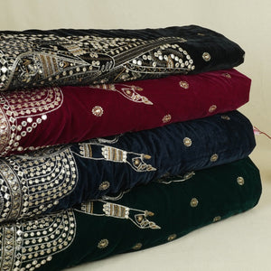 Black Embroidery Velvet Fabric JD-28969 - TradeUNO
