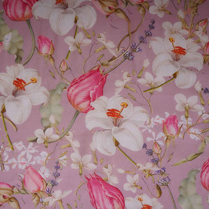Pink Floral Print Organza Fabric MT-30681 - TradeUNO