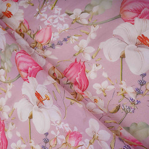 Pink Floral Print Organza Fabric MT-30681 - TradeUNO