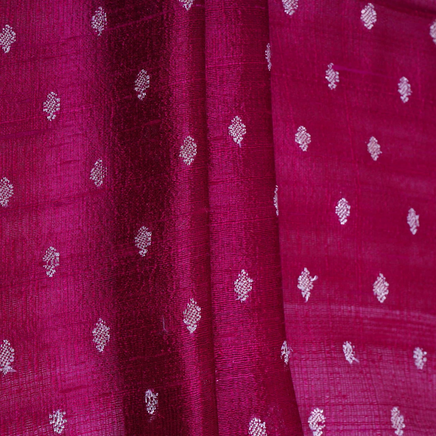 Pink Buti With Zari Border Raw Silk Fabric CW-32532