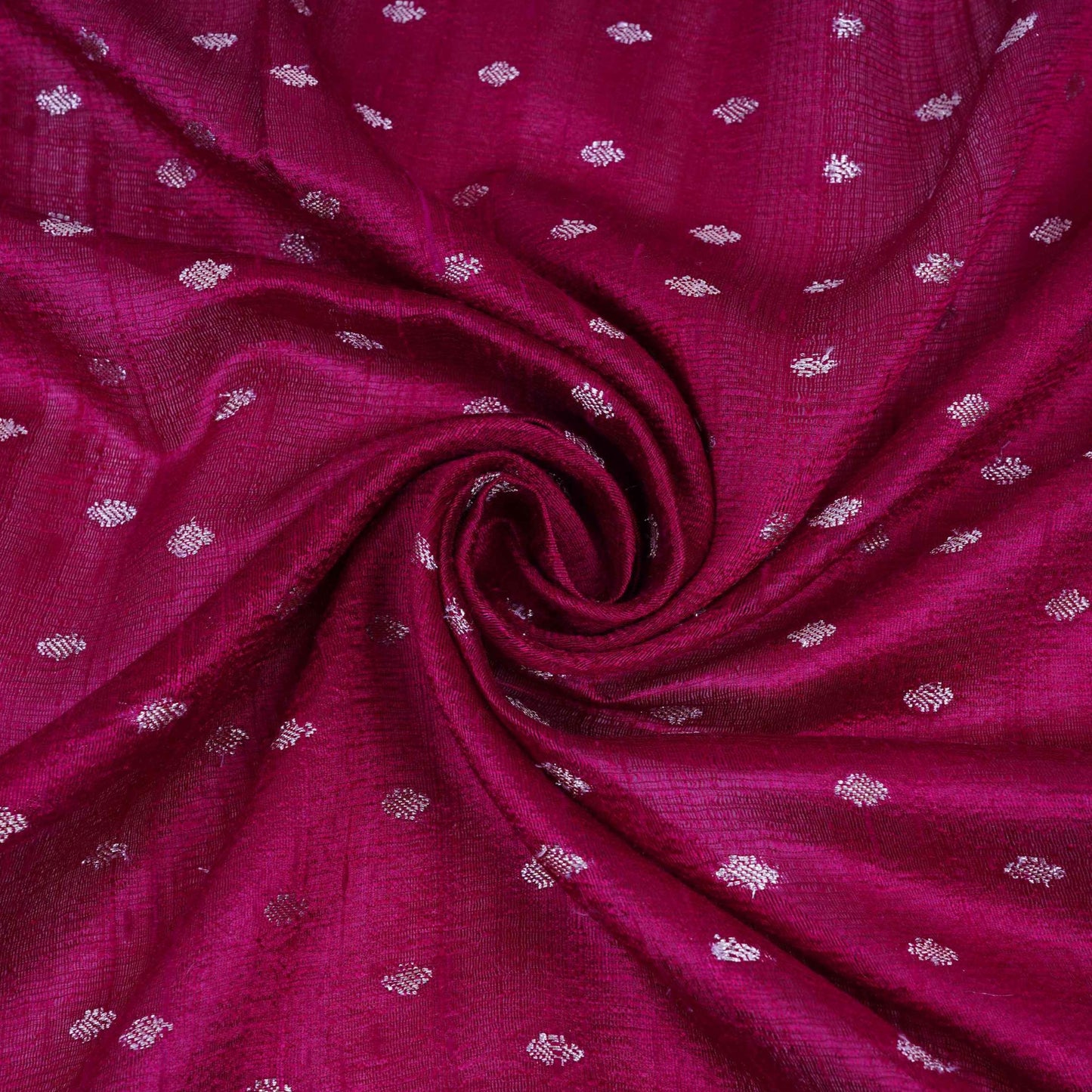 Pink Buti With Zari Border Raw Silk Fabric CW-32532