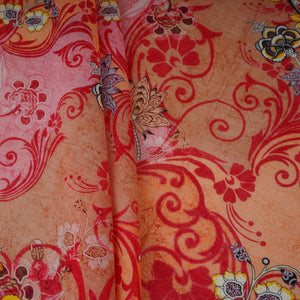 Pink With Multicolor Floral Print Mul Chanderi Fabric VF-30608 - TradeUNO