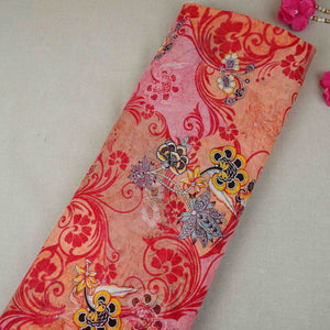 Pink With Multicolor Floral Print Mul Chanderi Fabric VF-30608 - TradeUNO