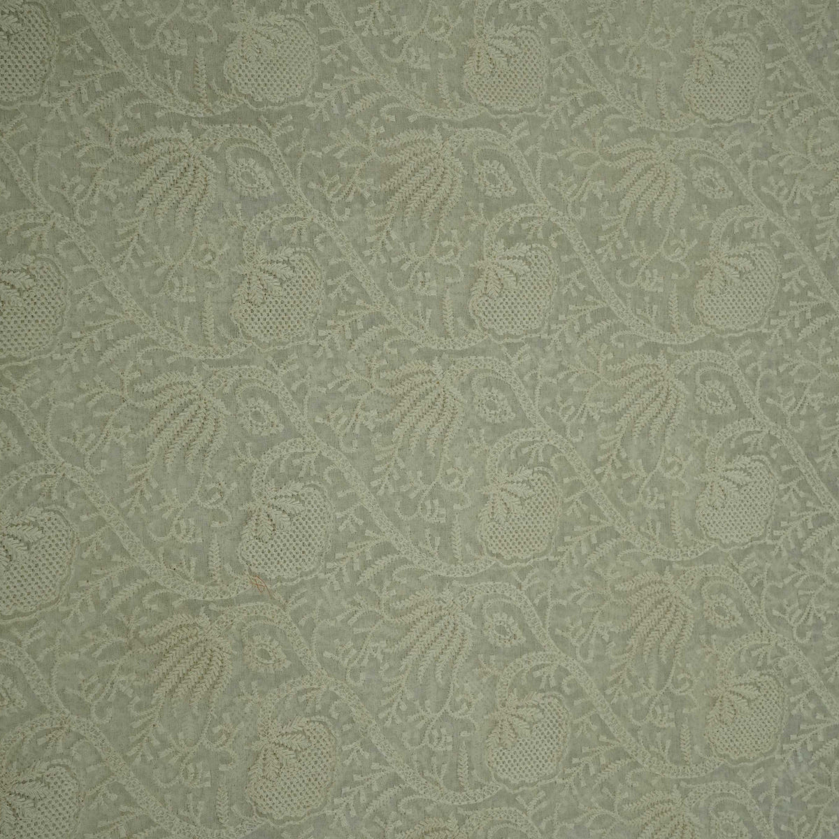 Off White Floral Thread Embroidery Chanderi Fabric AT-33336