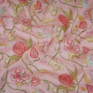 Pink Chintz Floral Print Mul Chanderi Fabric GTS-30508 - TradeUNO
