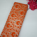 Orange Floral Jaal Meena Zari Brocade Fabric HMS-35008