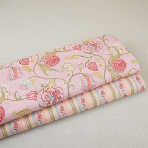 Pink Chintz Floral Print Mul Chanderi Fabric GTS-30508 - TradeUNO