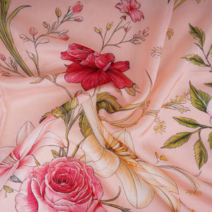 Blush Pink Floral Print Organza Fabric MT-30677 - TradeUNO