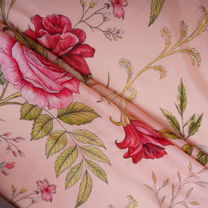 Blush Pink Floral Print Organza Fabric MT-30677 - TradeUNO