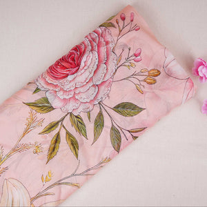 Blush Pink Floral Print Organza Fabric MT-30677 - TradeUNO