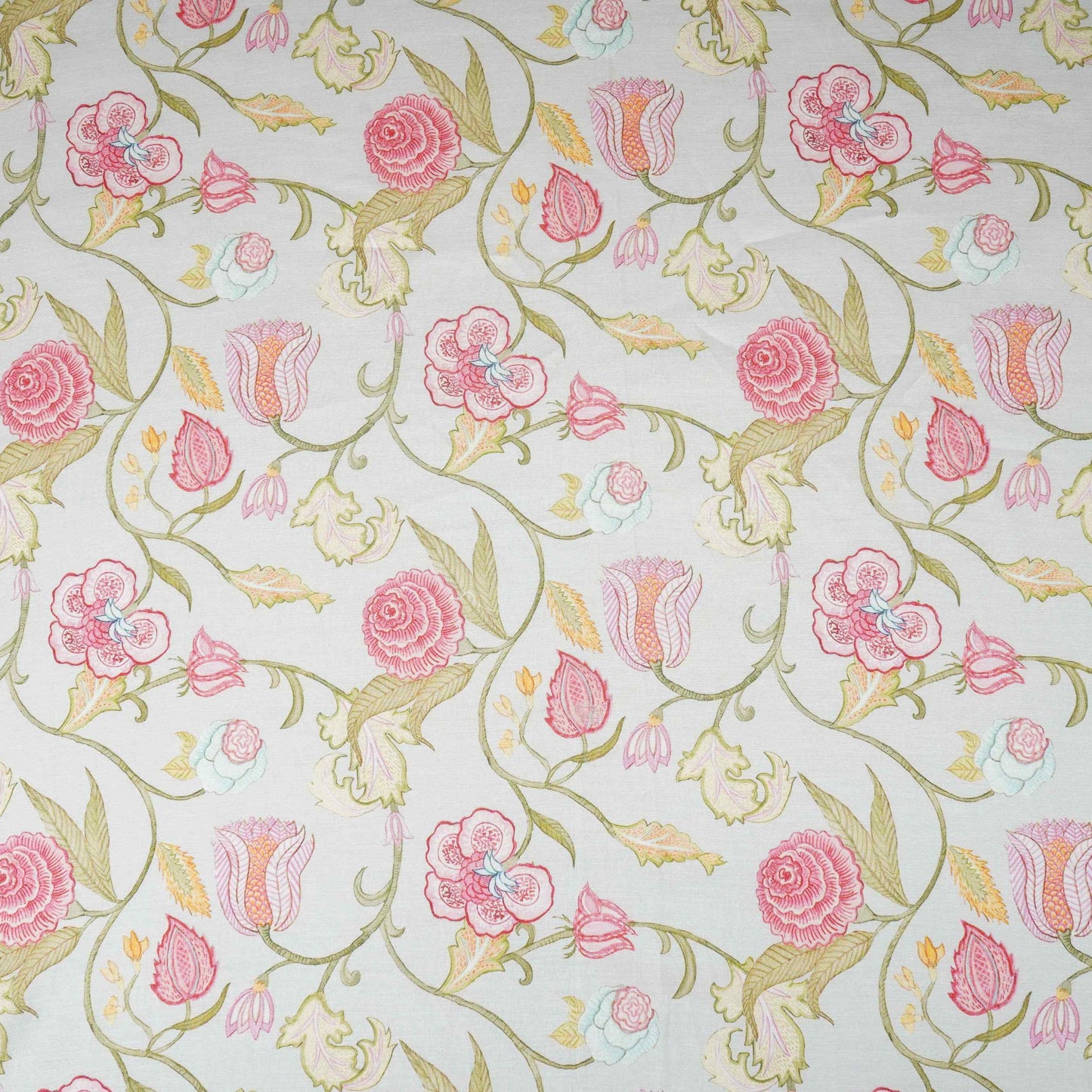 Light Blue Chintz Floral Print Mul Chanderi Fabric GTS-30506