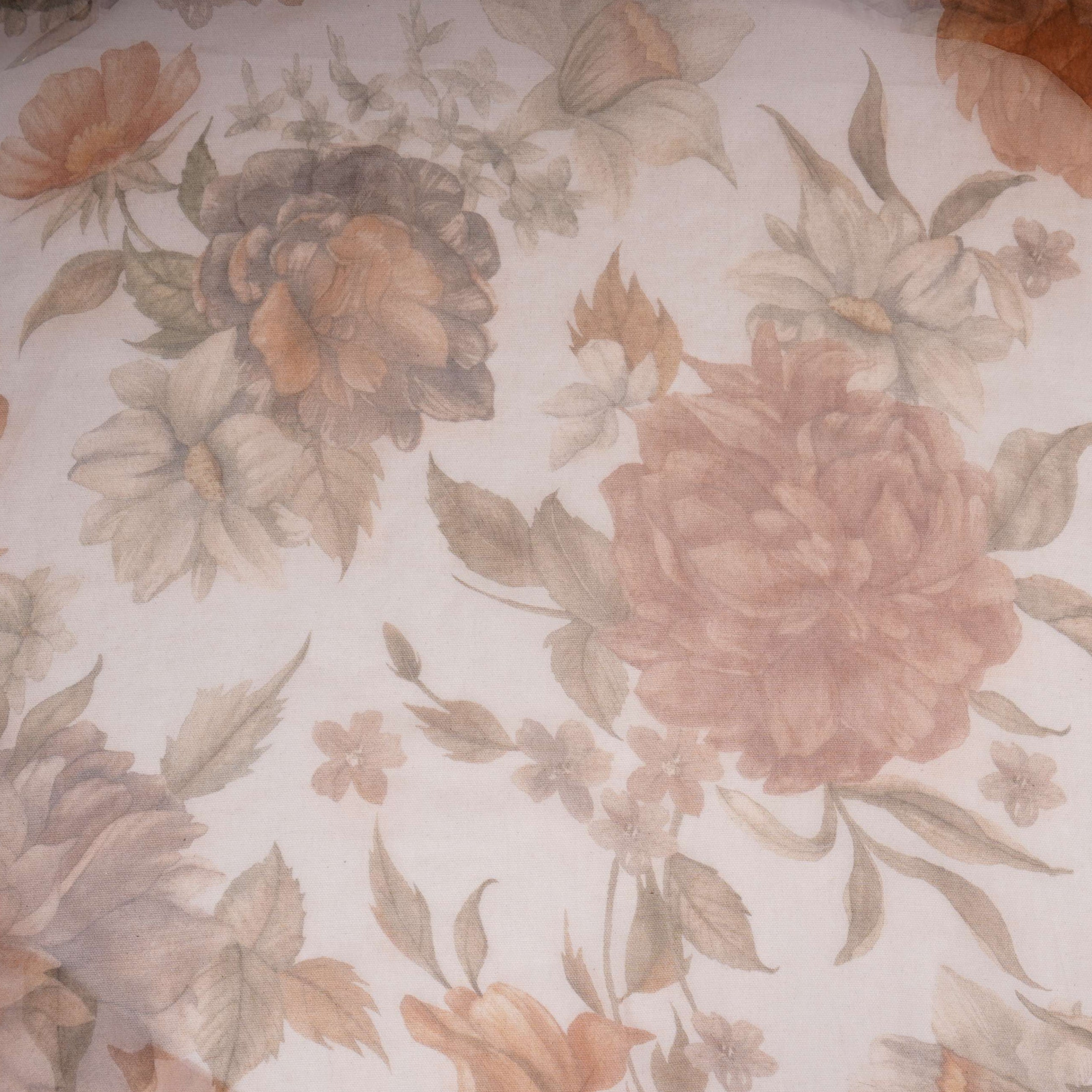 Off White floral print 22gm Pure Silk Organza Fabric GTS-31138 - TradeUNO