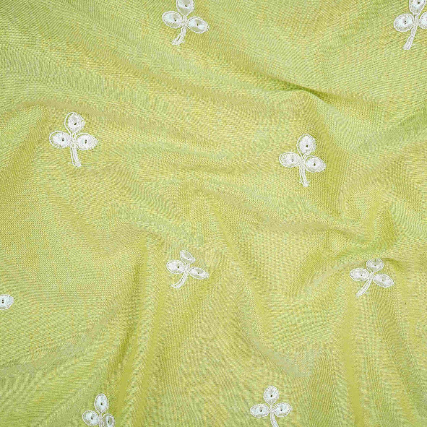 Light Green Floral Embroidery South Cotton Fabric ZA-30594