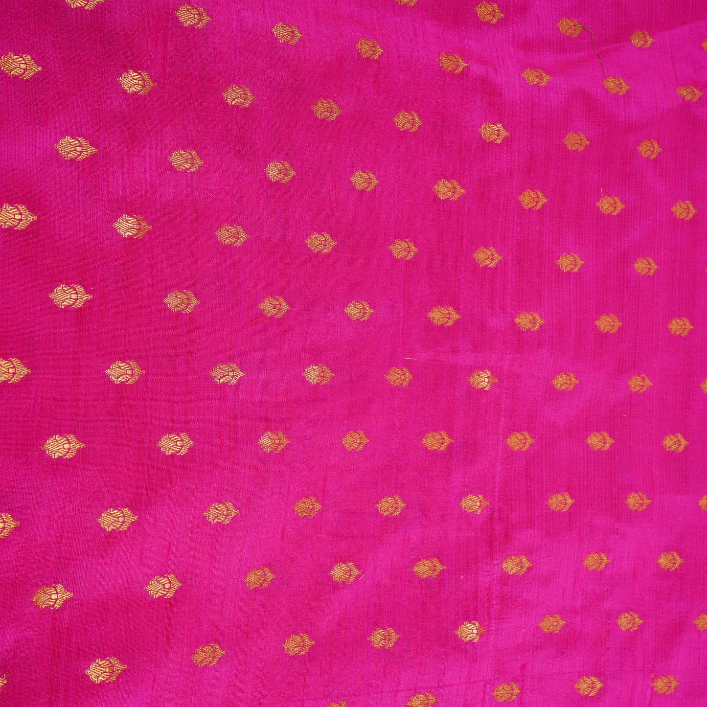 Magenta Pink With Golden Buti Raw Silk Fabric CW-32513