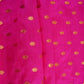 Magenta Pink With Golden Buti Raw Silk Fabric CW-32513