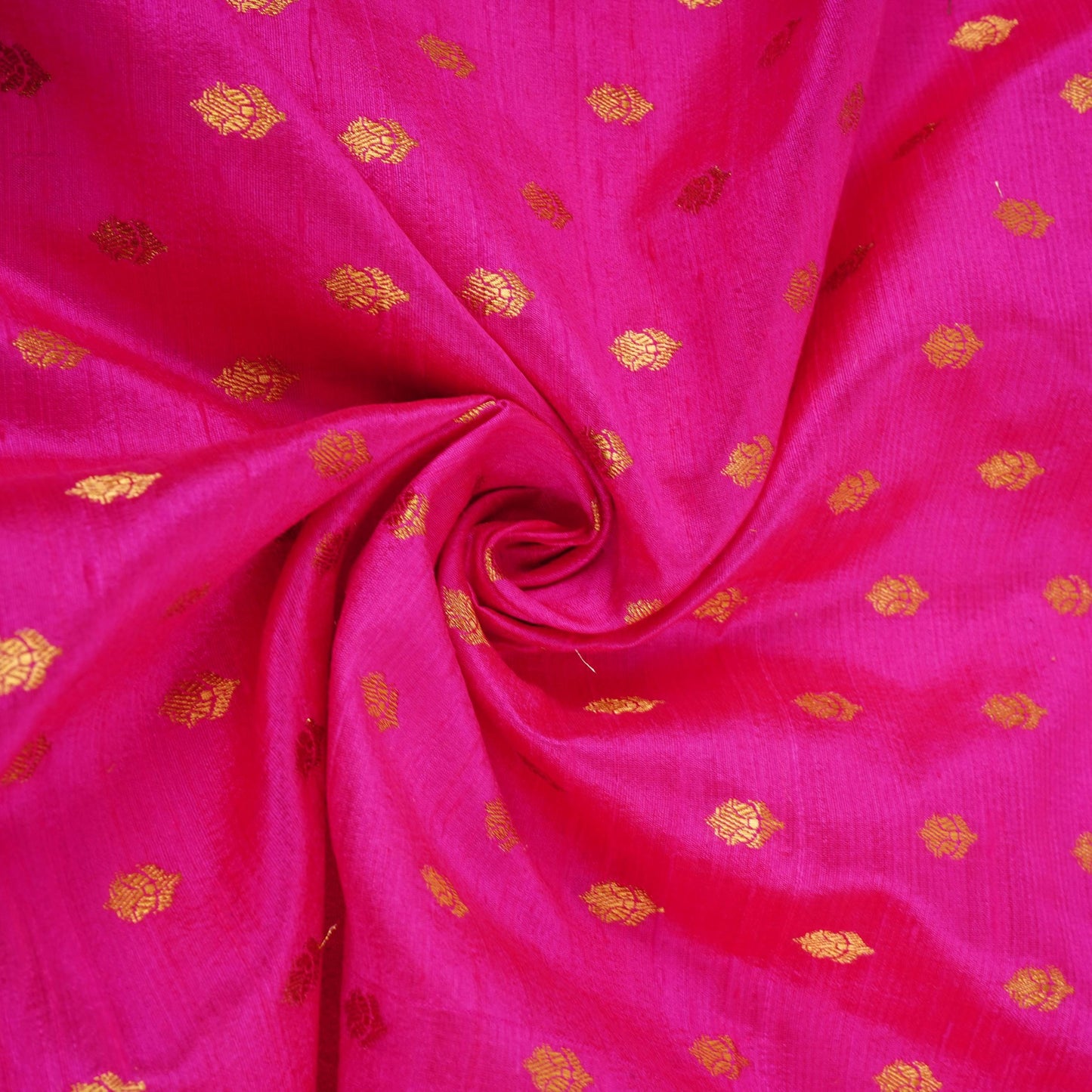 Magenta Pink With Golden Buti Raw Silk Fabric CW-32513