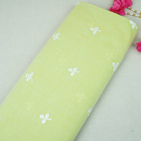 Light Green Floral Embroidery South Cotton Fabric ZA-30594