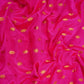 Magenta Pink With Golden Buti Raw Silk Fabric CW-32513