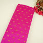 Magenta Pink With Golden Buti Raw Silk Fabric CW-32513