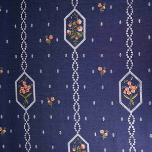 Denim Blue Floral Embroidery Denim Schiffli Fabric AF-30933 - TradeUNO