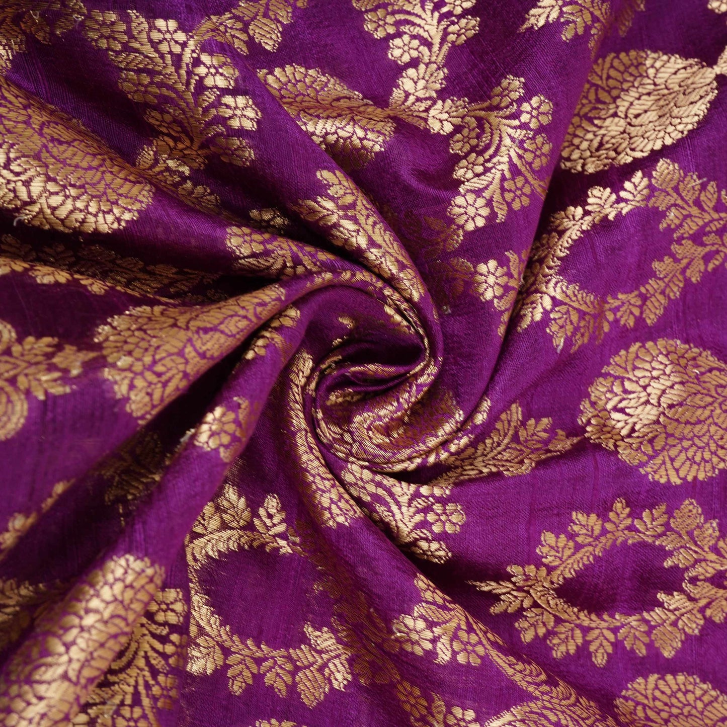 Purple Floral Jaal Raw Silk Fabric CW-32519