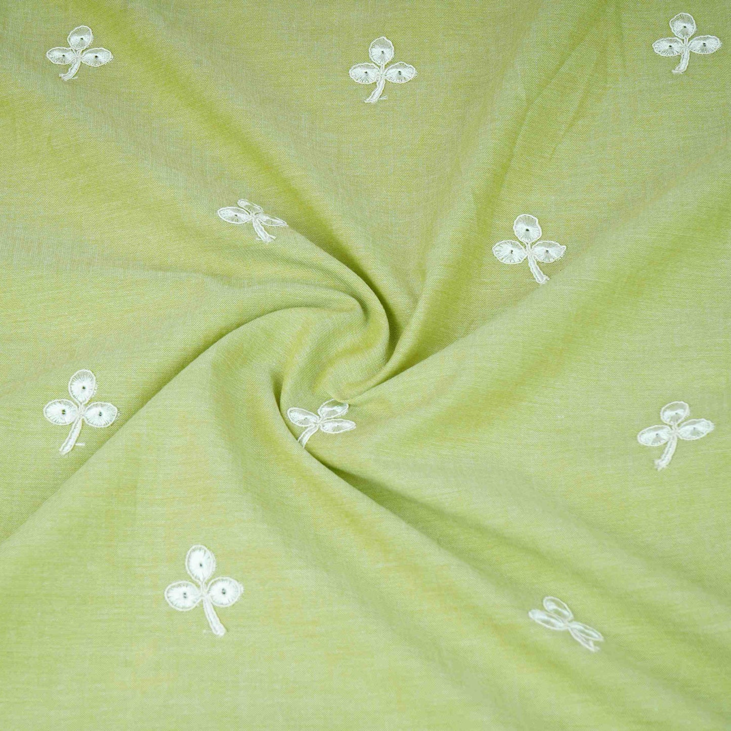 Green Floral Embroidery South Cotton Fabric ZA-30593