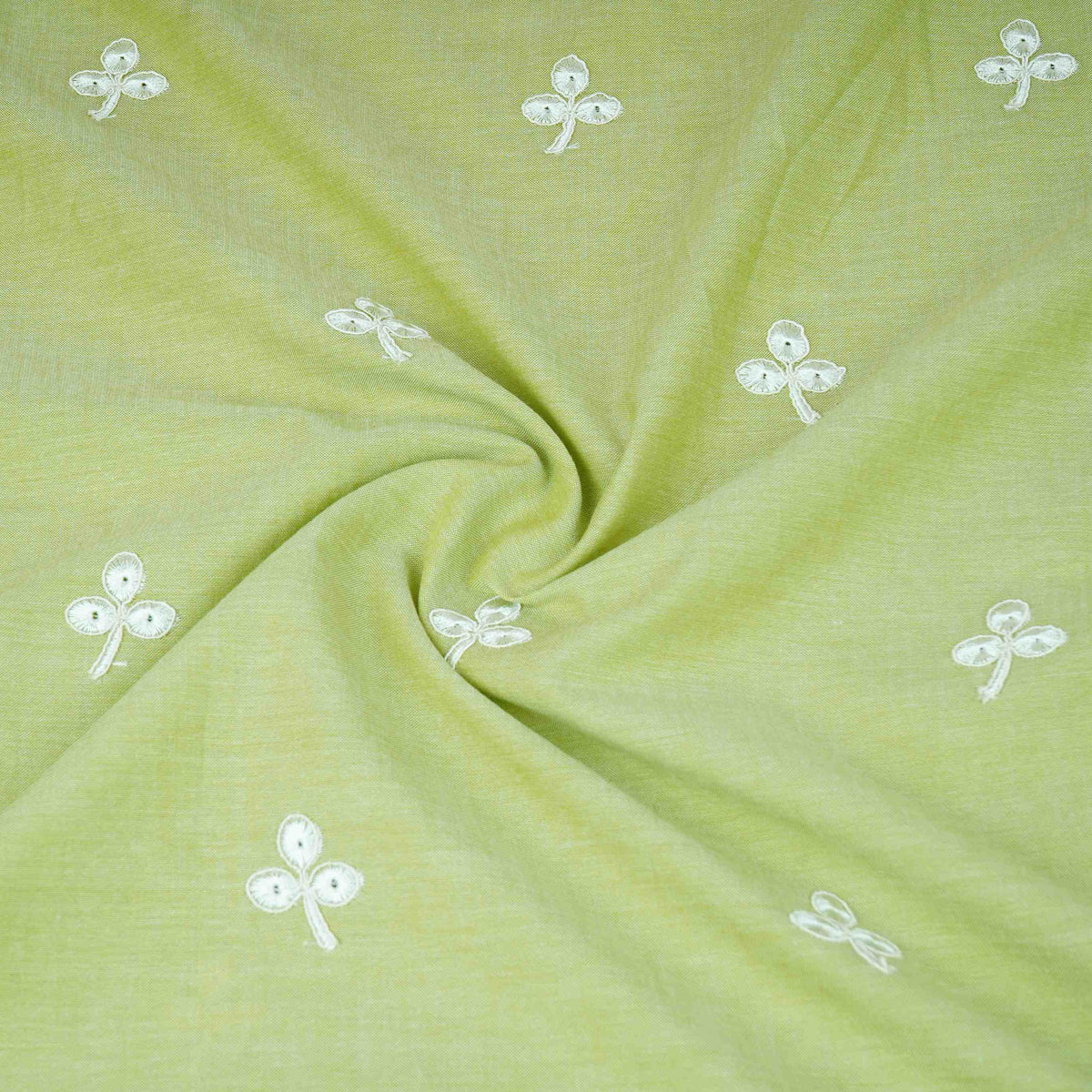 Green Floral Embroidery South Cotton Fabric ZA-30593 - TradeUNO