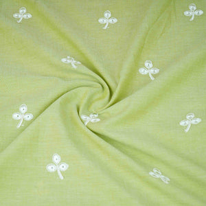 Green Floral Embroidery South Cotton Fabric ZA-30593 - TradeUNO