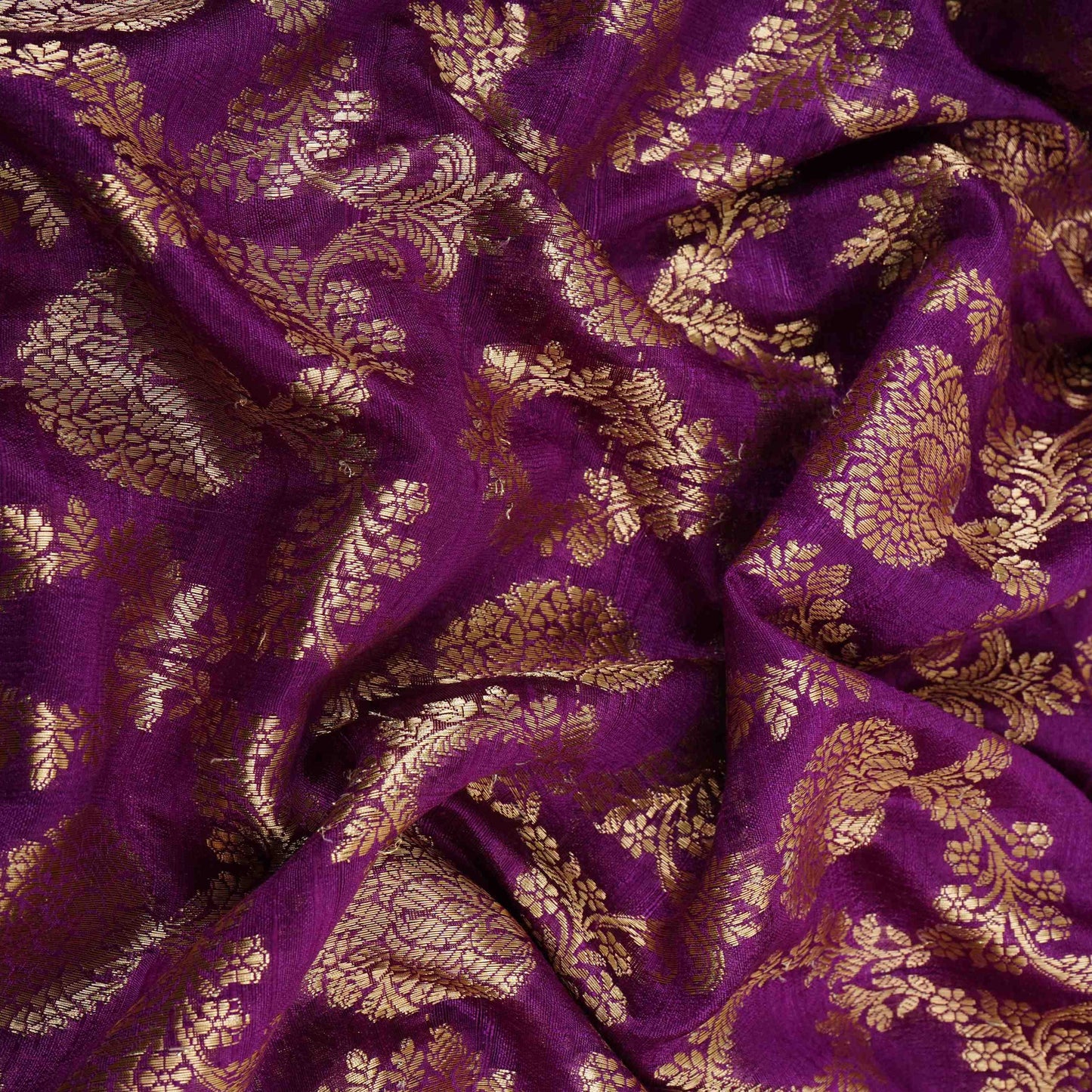 Purple Floral Jaal Raw Silk Fabric CW-32519