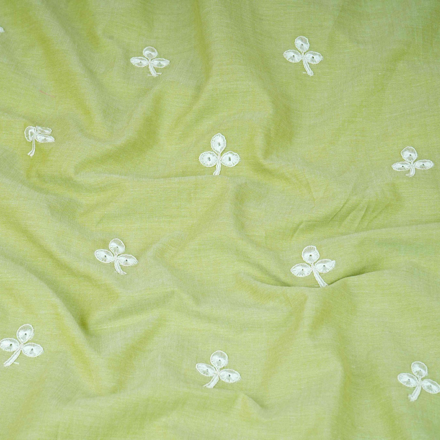 Green Floral Embroidery South Cotton Fabric ZA-30593